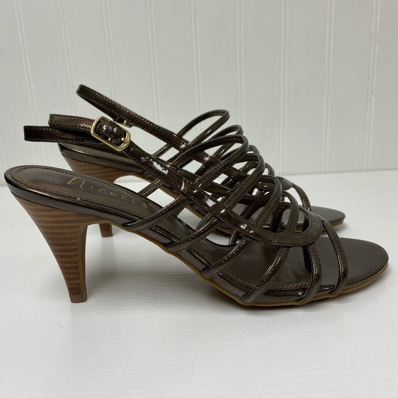 Nickels Strappy Bronze Valdez Heels - New - Size 7.5M - Picture 6 of 9